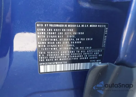 2023 Volkswagen Taos 1.5T S from USA, damaged, VIN 3VVCX7B25PM366738